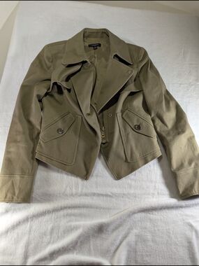 Ann Taylor Olive Utility Cropped Jacket Gorpcore Military Corquett